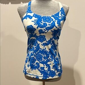 Lululemon Athletica White and Blue Women's Tank Top